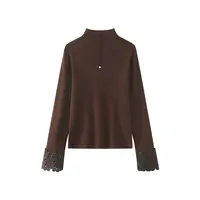 冬季半高领袖口拼接洋气针织毛衣6082