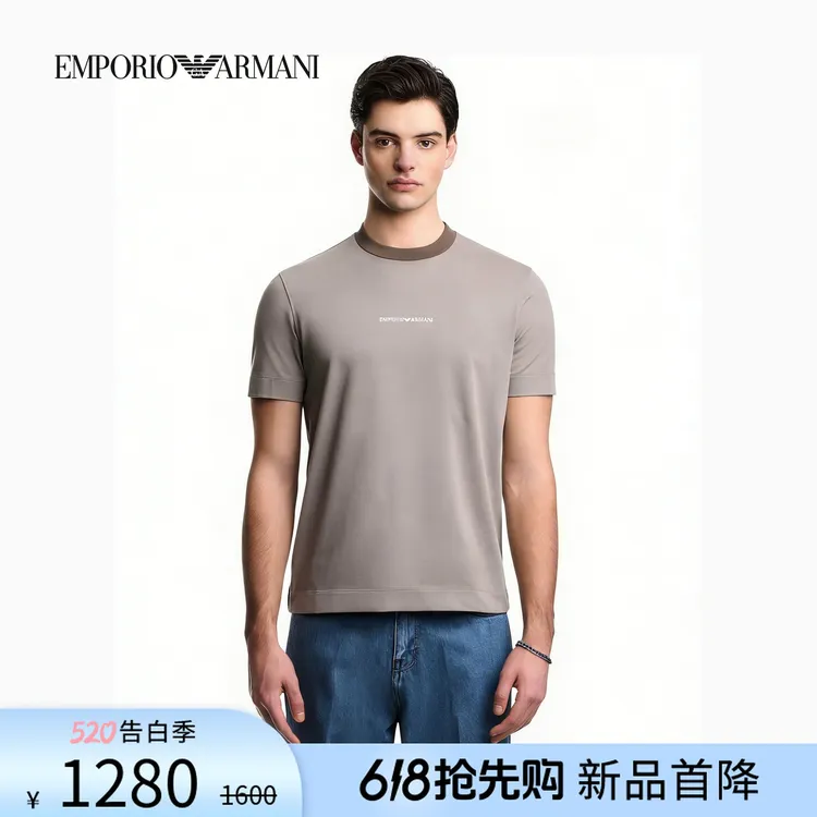 EMPORIO ARMANI/阿玛尼春夏新款男女情侣圆领短袖正肩印花复古T恤商品图