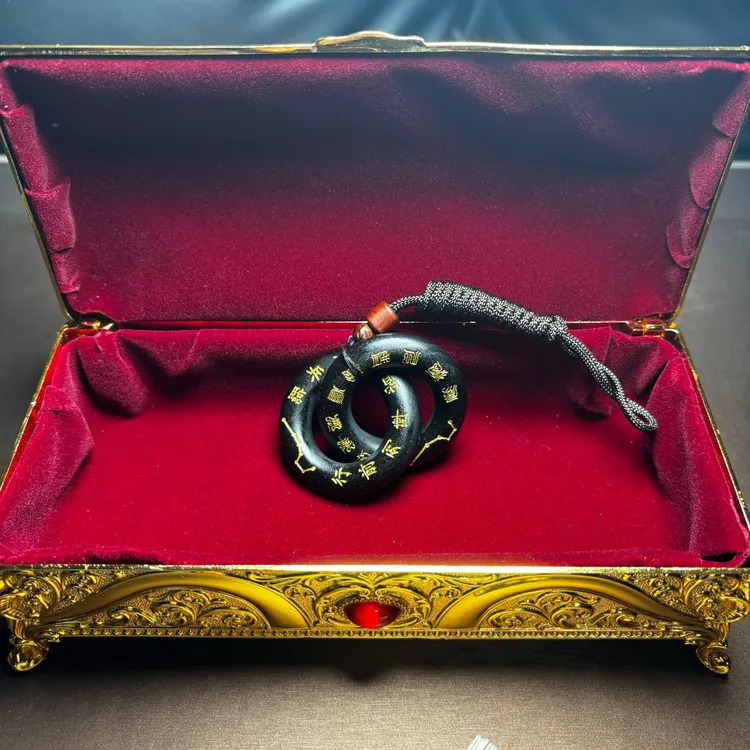 非金属棉绳项链 天然雷击木玉化迷你乾坤圈项链