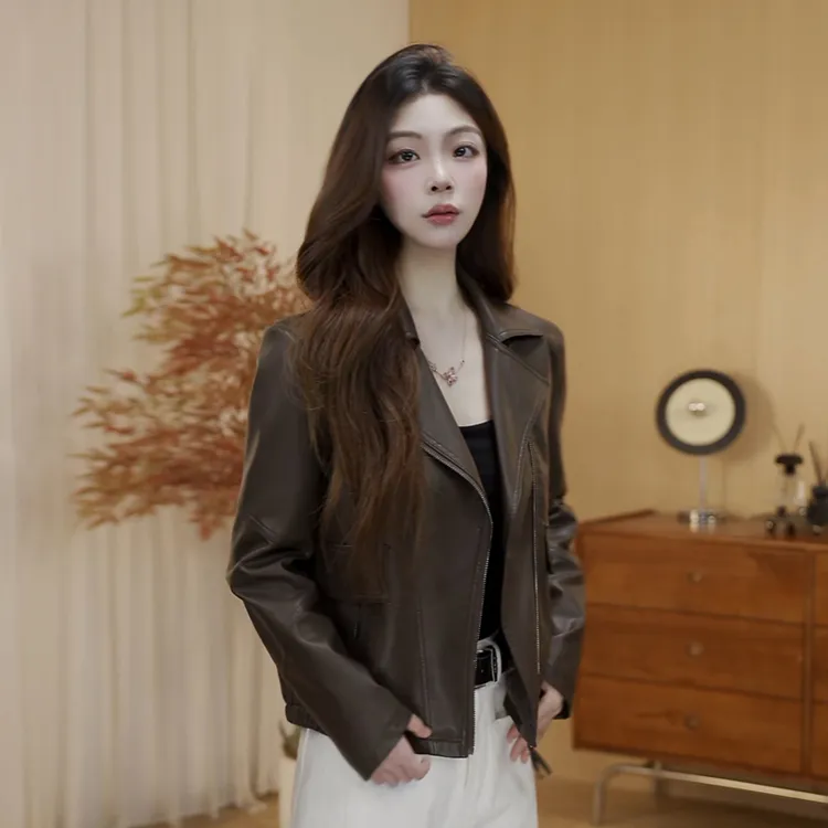 2025新款修身显瘦皮衣女款爆款休闲时尚百搭机车外套复古女