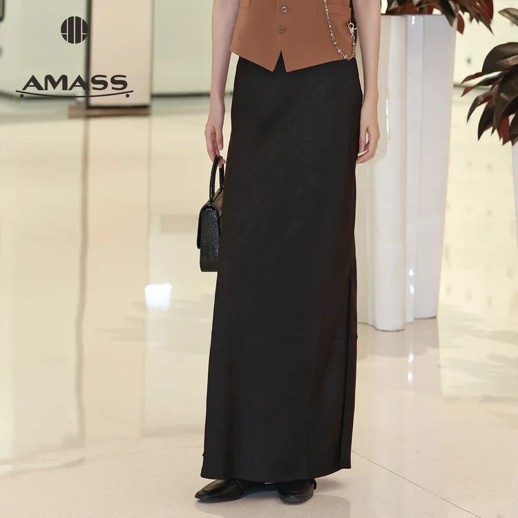 阿玛施/AMASS 新款百搭时尚优雅肌理纹鱼尾包臀半身裙女装520026