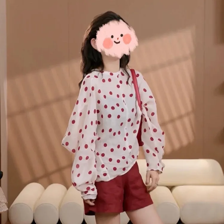 2025年新款秋季波点防晒衬衫薄款轻奢高级感宽松法式绝美小上衣
