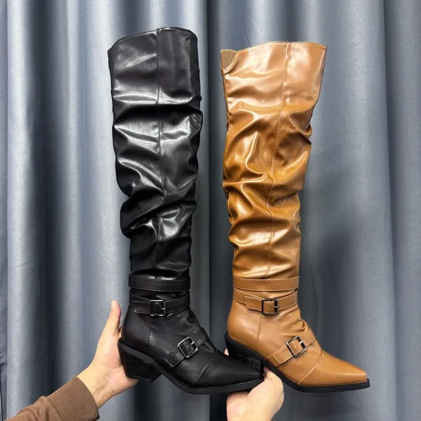 R1809-1 新款女士长靴有拉链内里加绒