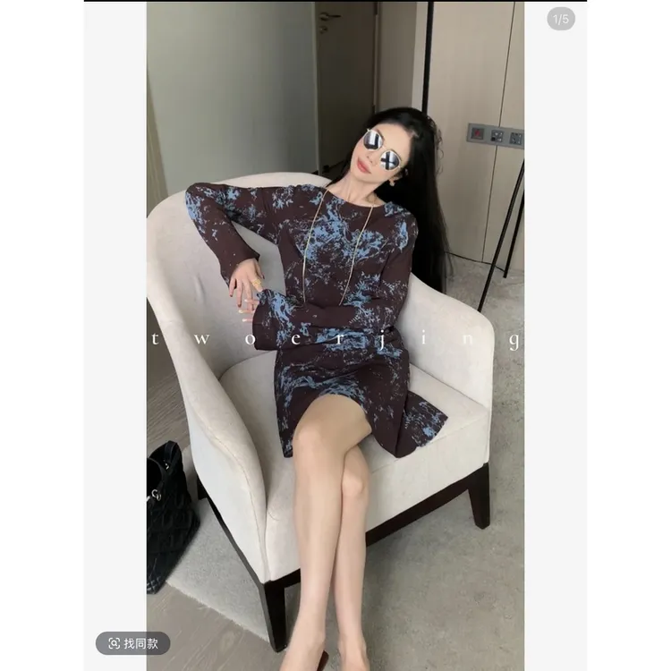 20252025NEW//SS极简约静奢无人区玫瑰浪漫风情晕染连衣裙