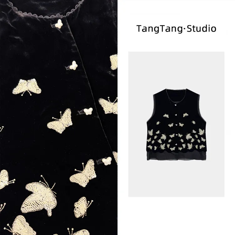 【TangTang·Studio】蝴蝶马甲上衣高级气质女装气质卫衣上衣-256362