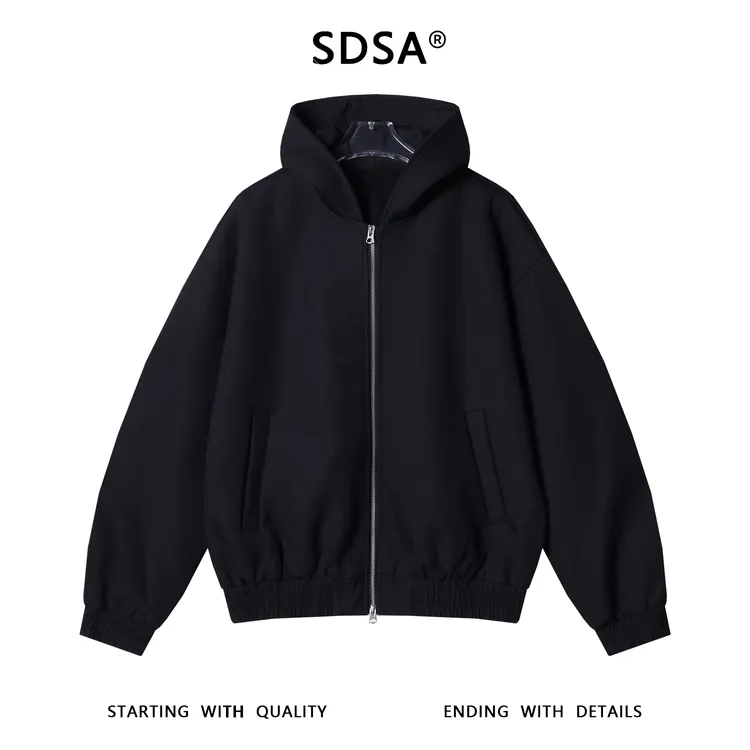 SDSA男士秋冬新款痞帅男装纯色拉链连帽卫衣情侣开衫百搭外套简约