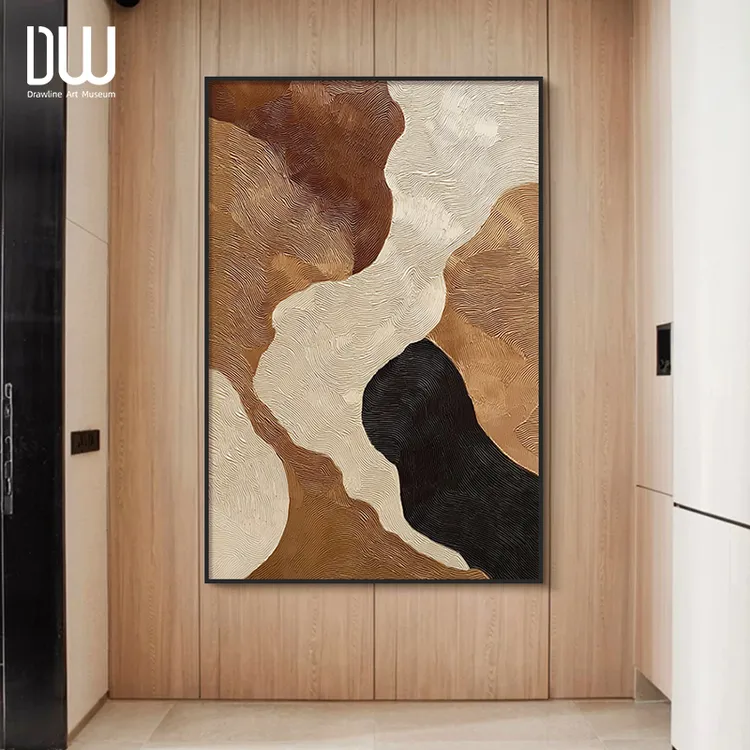 现代简约入户玄关装饰画抽象高级感客厅挂画大幅高端样板间落地画