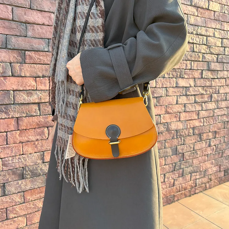 手工皮包真皮女士新中式马鞍包百搭潮流单肩包简约ins小众休闲