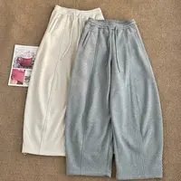 ［家淇定制］新款韩版百搭显瘦时尚松紧腰抽绳弯刀裤阔腿休闲裤7145