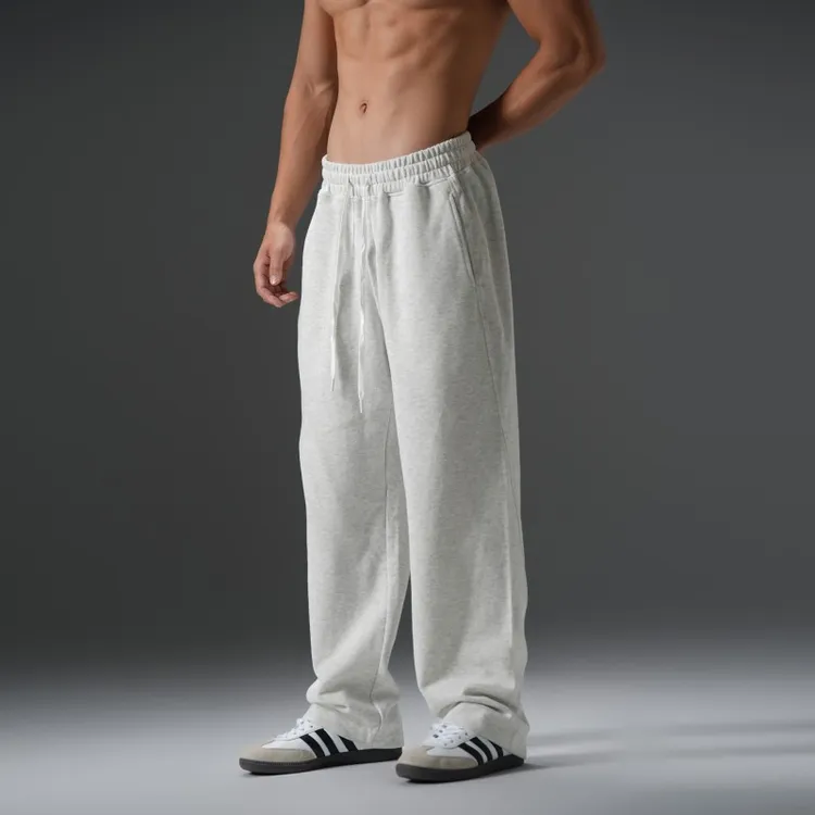 BD针织肌理感休闲裤男春季新款直筒阔腿裤宽松运动长裤商品图