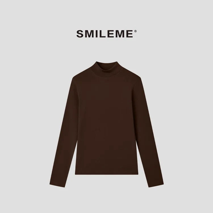 3-SMILEME【南风知意】珍珠山羊绒半高领打底衫R5347021
