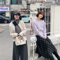 法儿家韩国限定【新品】【织梦薰衣草】FS512S094麻花针织毛衣