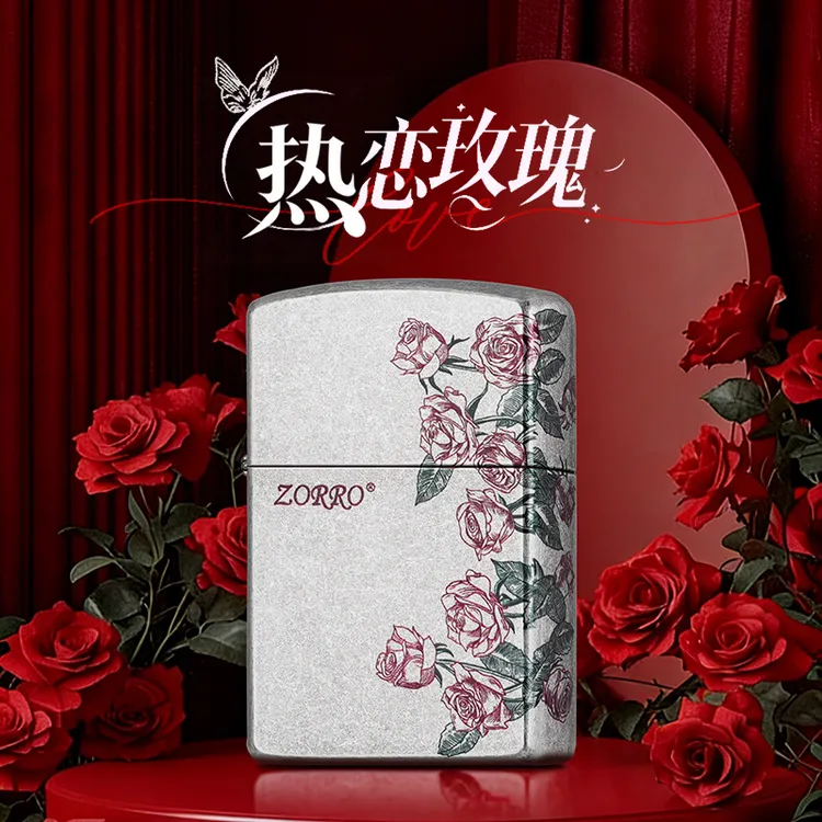 ZORRO佐罗热恋玫瑰防风打火机送男朋友生日圣诞节情人节礼物商品图