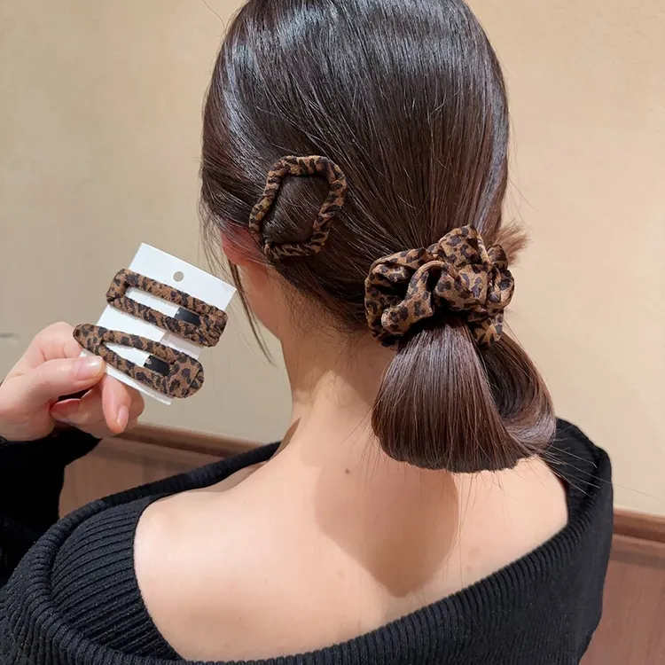2025气质秋冬云朵丝绒豹纹发夹边夹网红侧边碎发卡露丝同款夹子