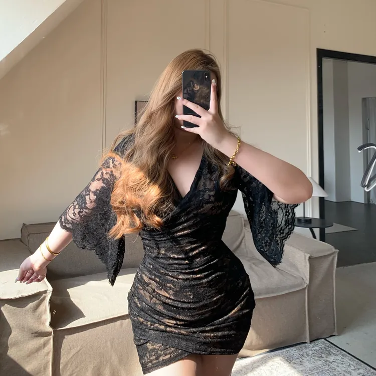 暮色热吻 蕾丝双层布收腰显瘦法式裙子纯欲设计感连衣裙G077/G088