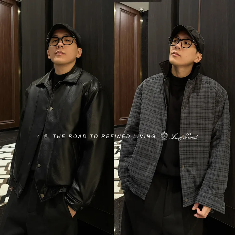 【LazyRoad】“风棱序曲”双面穿皮衣棉服 静奢老钱风系列 EM-7007