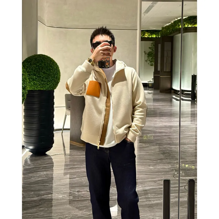 【琥珀皮牌】美利奴羊毛混纺上衣保暖软糯舒适皮牌连帽外套男士夹克