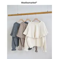  【海街日集】荷叶边斗篷两穿 温柔长袖毛衣两件套女秋冬 AWMY183