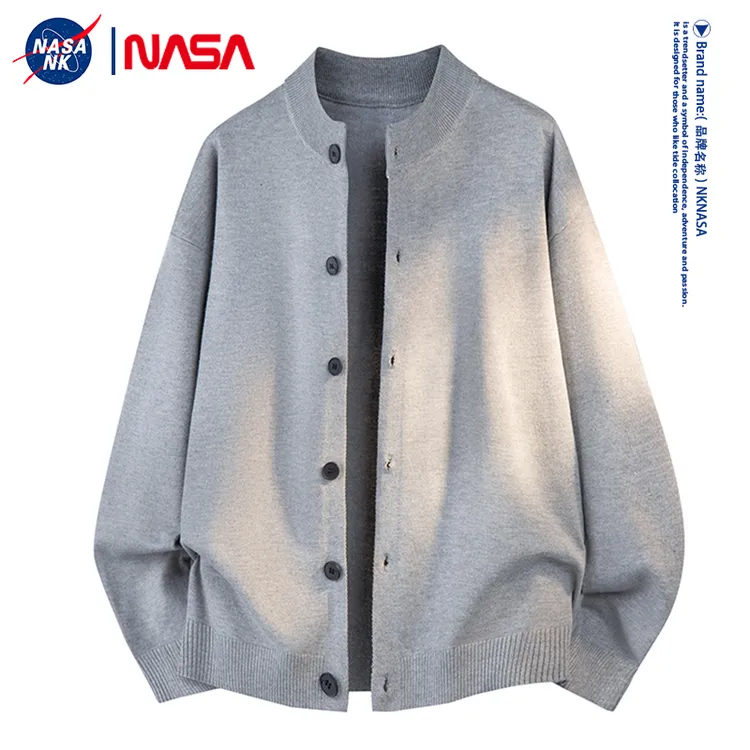 NASA联名开衫毛衣男女同款针织衫秋冬季休闲懒惰感落肩袖简约外套