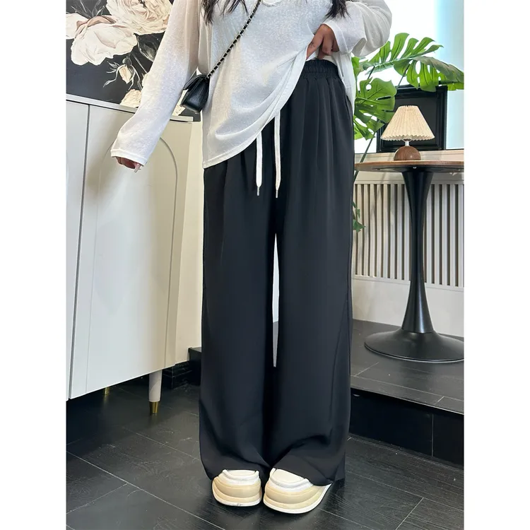 断码捡漏~大码女装秋季花契200斤胖mm时髦直筒抽绳休闲裤1694-H