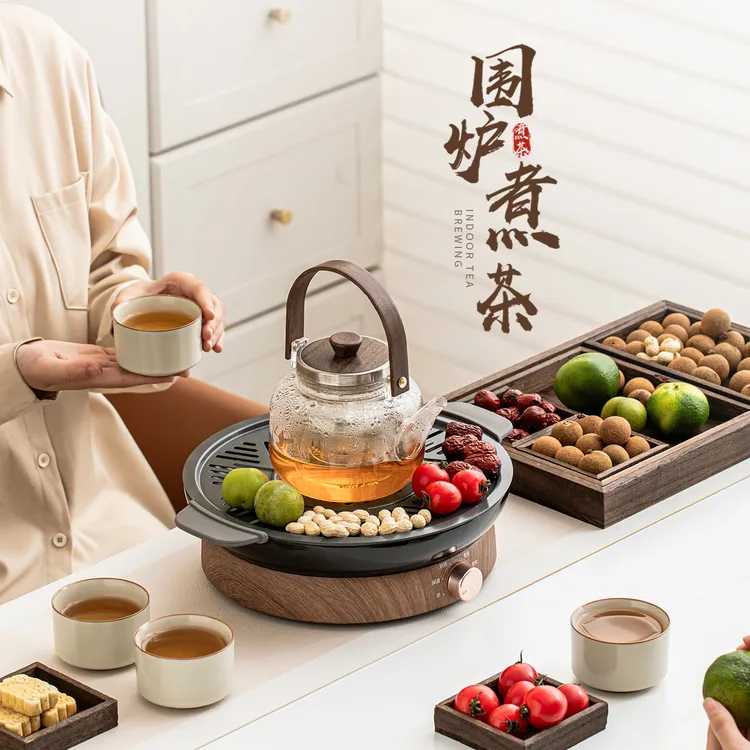 如瓷动人围炉煮茶烤火炉套装家用室内电陶炉玻璃煮茶壶器具全套