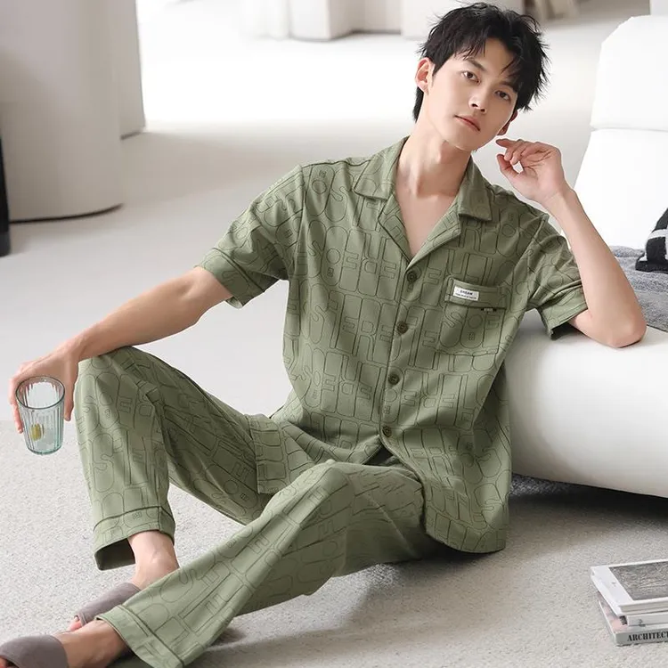 GPSUNLU高端限定男士睡衣夏季可外穿短袖长裤可外穿高级感家居服