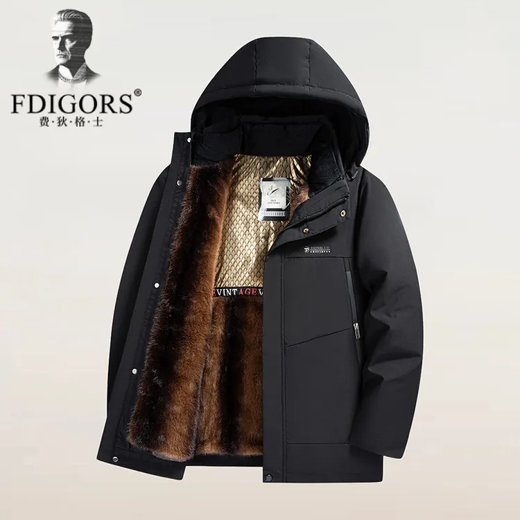 费狄格士加绒加厚冬季新款男士羽绒服休闲外套