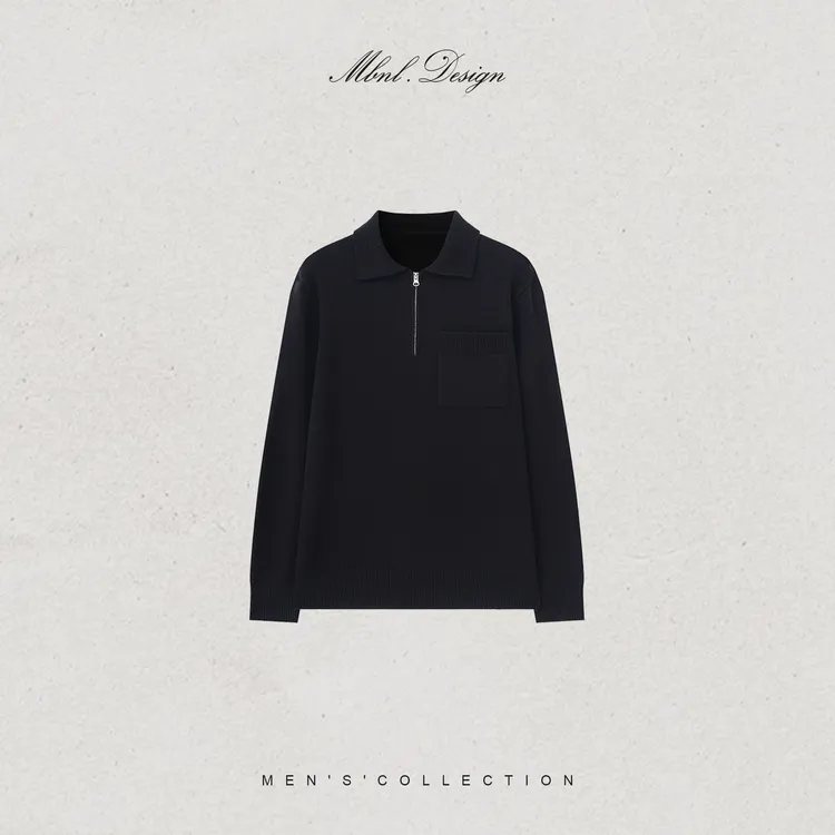 MBNL-F「 Pristine」秦磊男装羊毛定织半开襟Polo领毛衣LL-WSY1265
