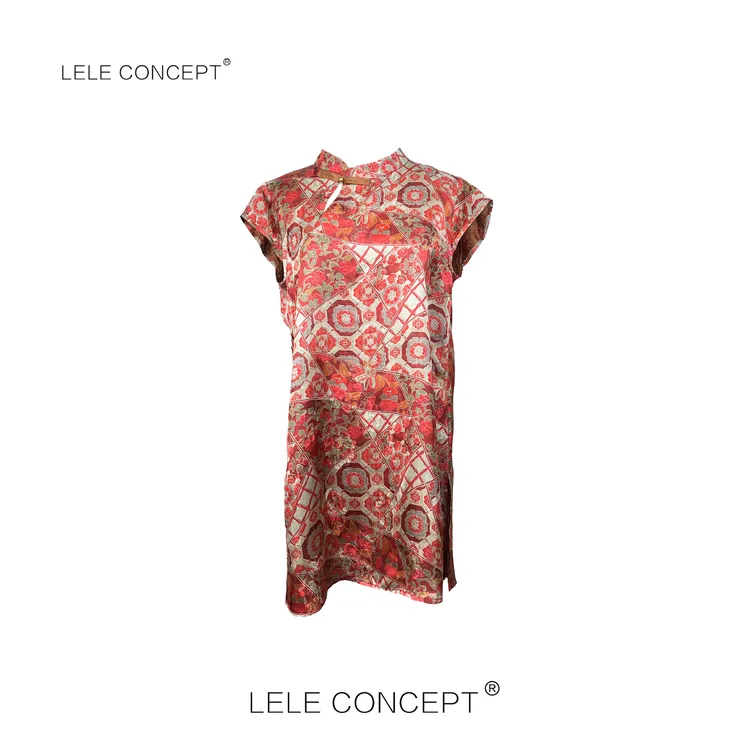 LELE CONCEPT丨新中式国潮风落肩开叉上衣S1049