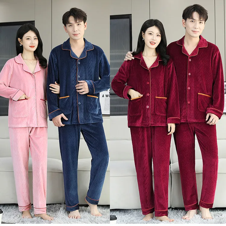 海岛绒睡衣女冬季加绒女款家居服可爱2025新款保暖冬天情侣男士
