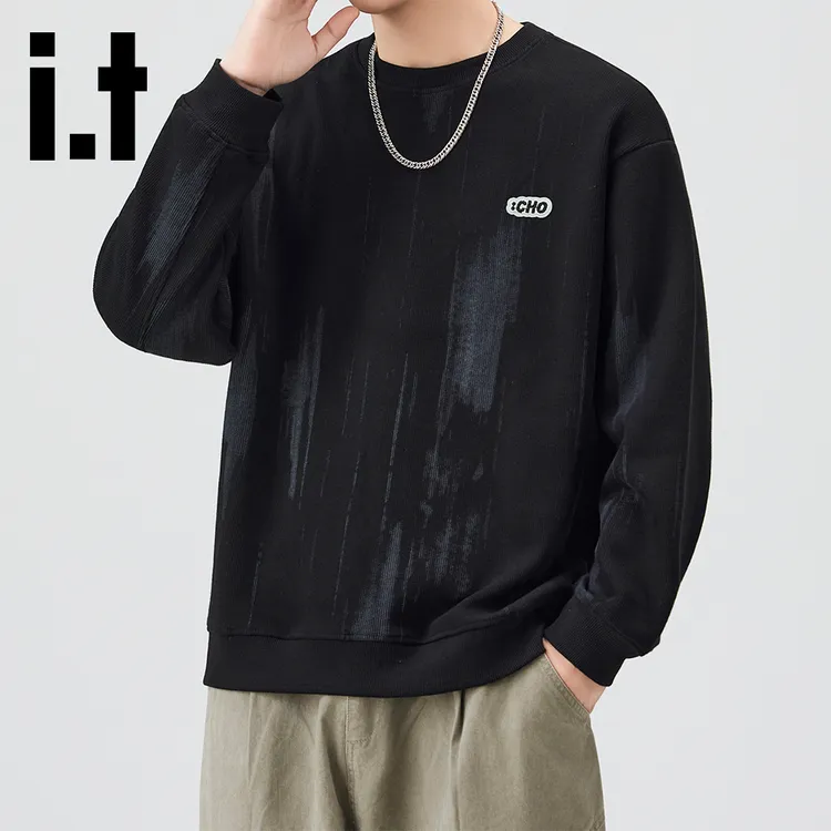 it:CHOCOOLATE2025春秋新款圆领套头男士卫衣条纹休闲百搭上衣服