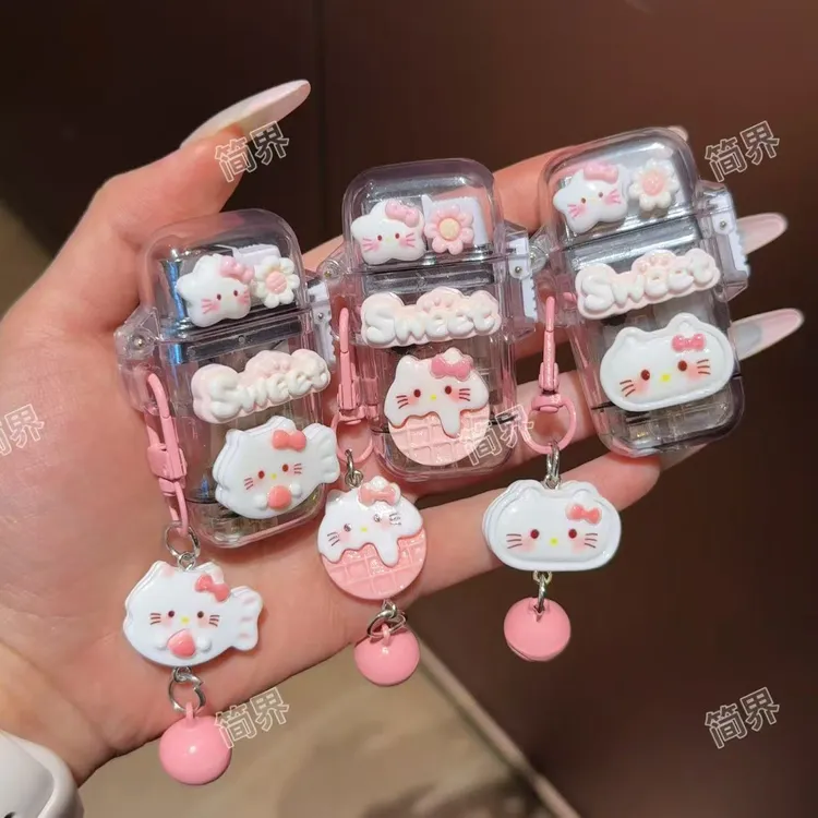 原创手作创意高颜值可爱卡通凯蒂透明粉焰打火机送女友闺蜜礼物商品图