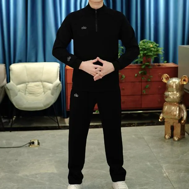 秋冬两件套套装秋季男士长袖翻领时尚休闲百搭套头卫衣网红款套装