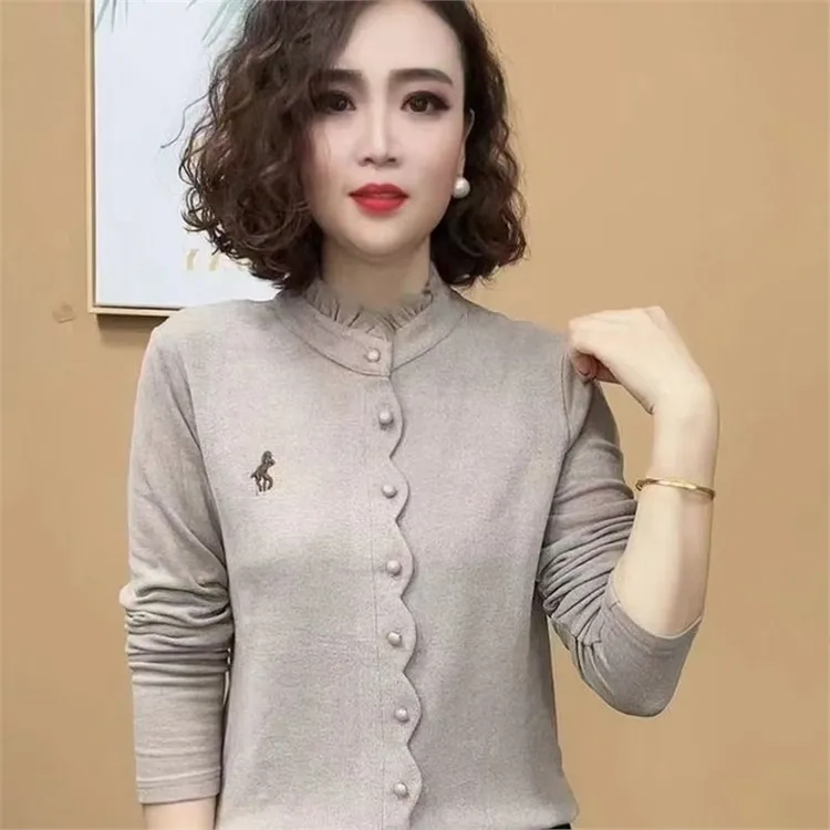 直播爆款直播爆款洋气时尚木耳边打底衫百搭洋气女士上衣冬季保暖