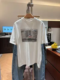中高领加厚磨毛洗水T恤