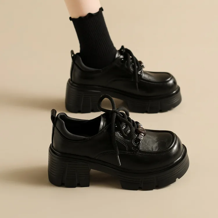 7cm增高厚底乐福鞋女款2025秋冬新款爆款加绒小皮鞋小个子女鞋子