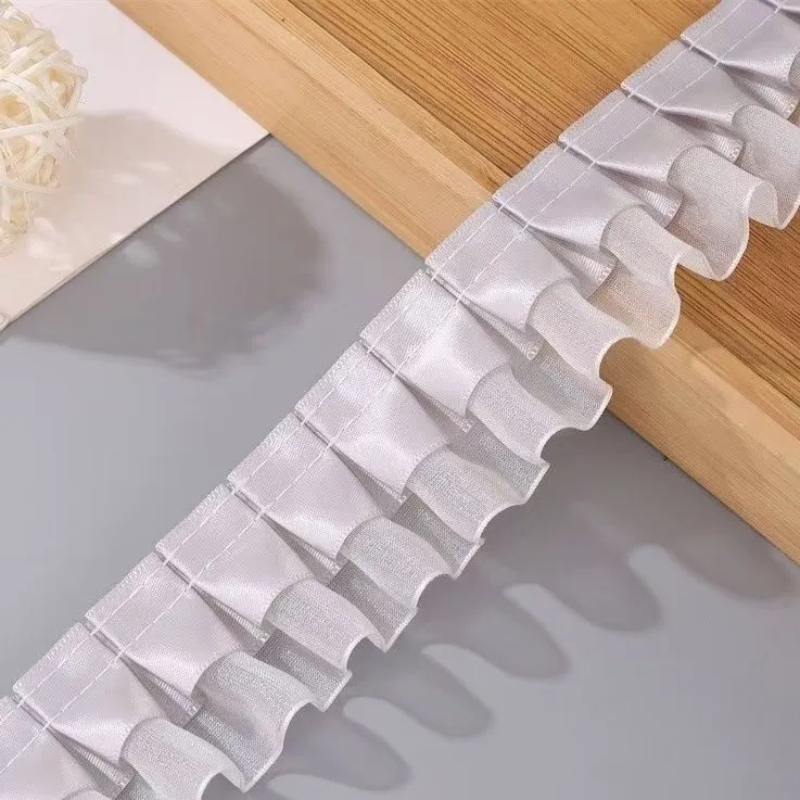 4厘米宽双层裙边装饰手工diy蕾丝花边辅料褶皱新款百搭蕾丝边丝带