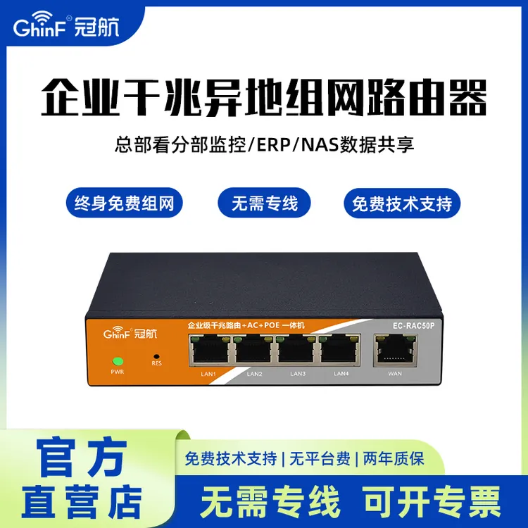 GhinF冠航异地组网路由器sdlansdwan监控NAS访问存储ac控制器