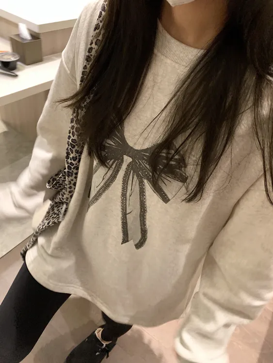 印花T恤ins韩版蝴蝶套头长袖时尚加绒圆领卫衣百搭韩系宽松显瘦