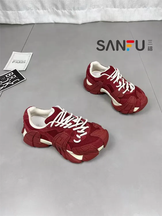 三福欧洲站个性八爪鱼老爹鞋女2025秋季新款潮网面厚底休闲运动鞋