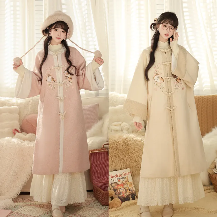 月上繁华【猫绒绒】刺绣汉元素圆领汉服女国风明制中长款厚日常秋冬