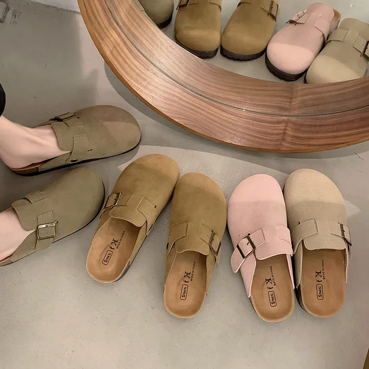 厚底软木勃肯拖鞋2025新款春夏森系复古休闲平底包头半拖鞋女外穿