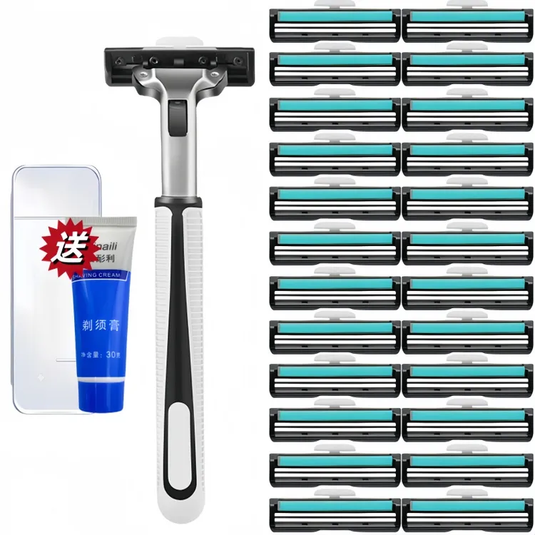 新款男士双层手动剃须刀防刮伤老式刮胡刀经典不锈钢双层剃须刀