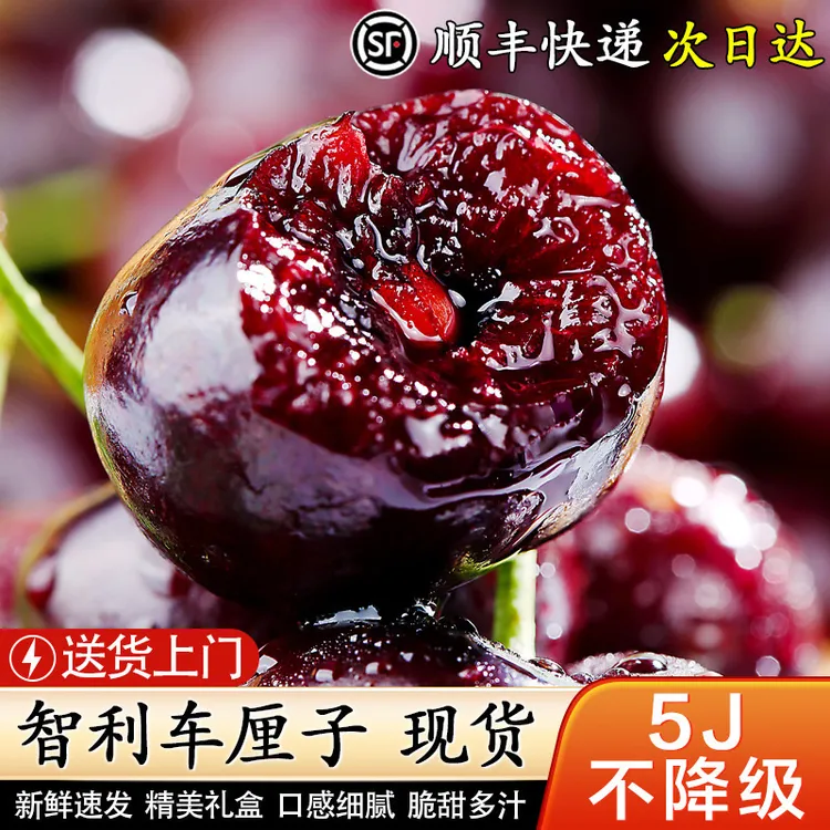 顺丰智利车厘子J-5J海运新鲜进口水果大果桑提娜脆甜内附果径卡