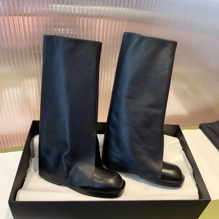 【香港DcSU专柜国际女鞋馆】皮不过膝靴子2025新款圆头厚底宽筒高筒