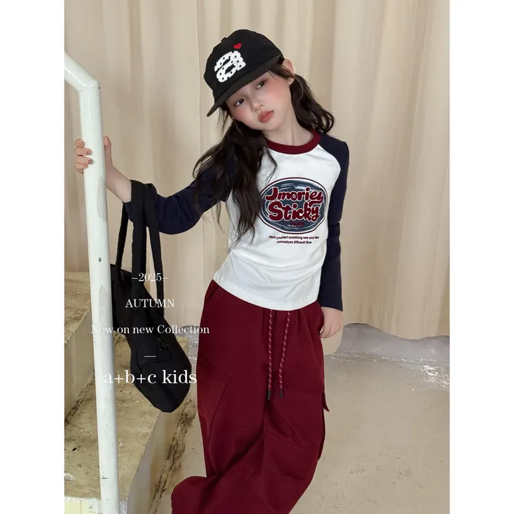 女童套装2025新款秋季儿童洋气时髦T恤卫衣阔腿裤两件套中大童潮