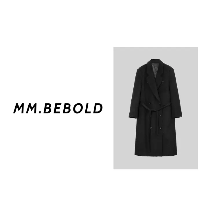 【妙姐精选】暗涌 翻领长袖长款毛呢大衣MQJ2860