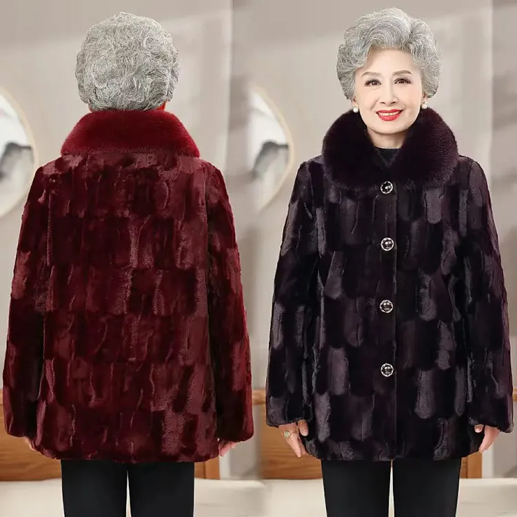 老年人冬装女加绒外套加厚妈妈开衫大衣新60奶奶衣服老太太秋冬款