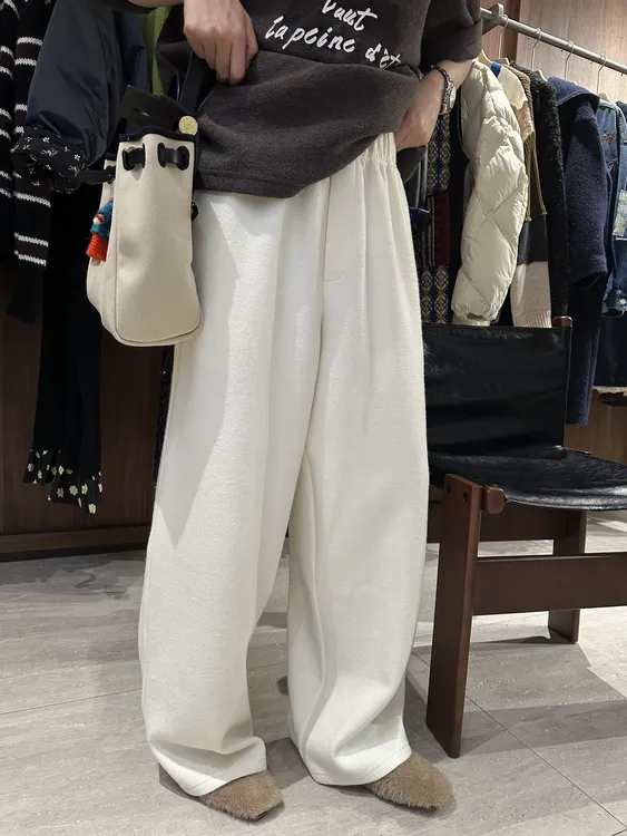 40羊毛全松紧腰加厚软糯直筒阔腿裤  J25KZ800