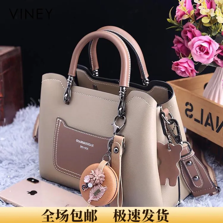 Viney真皮包包女小众通勤手提百搭单肩水桶生日礼物送女友送老婆